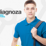 chłopak z plecakiem, w tle napis diagnoza przed maturą, wydawnictwa Nowa Era